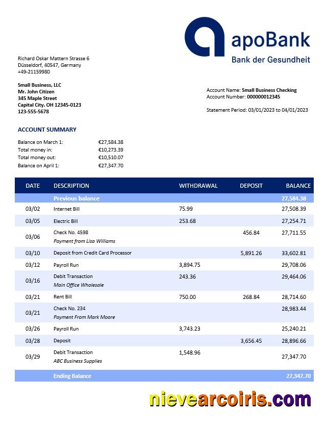 Apobank enterprise account statement